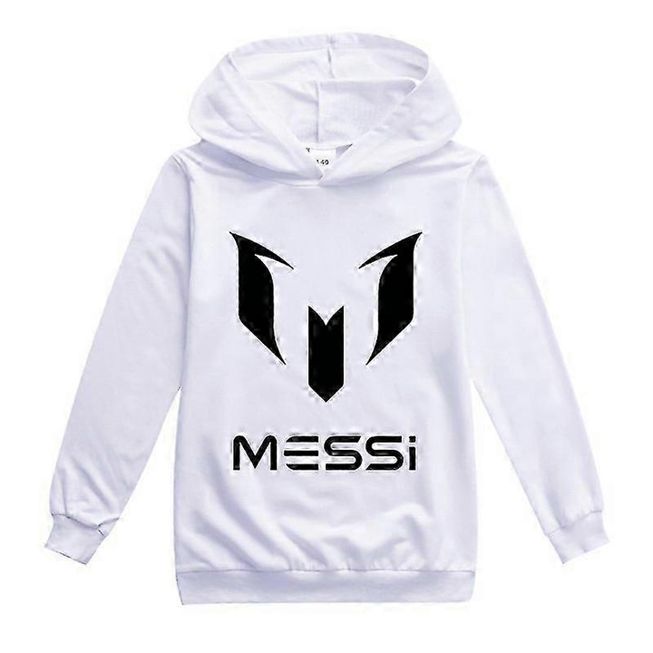 Детски суичър, смес от памук, Бял