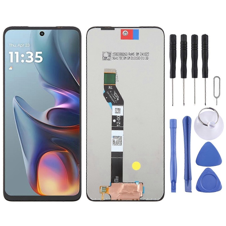 Ecran LCD cu digitizator complet pentru Motorola Moto E15, negru, 5.5 inch