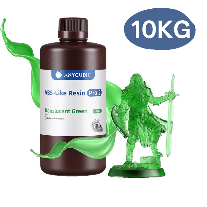 Rasina 3D, 10kg, Tran-Green, utilizare in imprimante LCD si DLP, rezistenta la ciobire si deformare