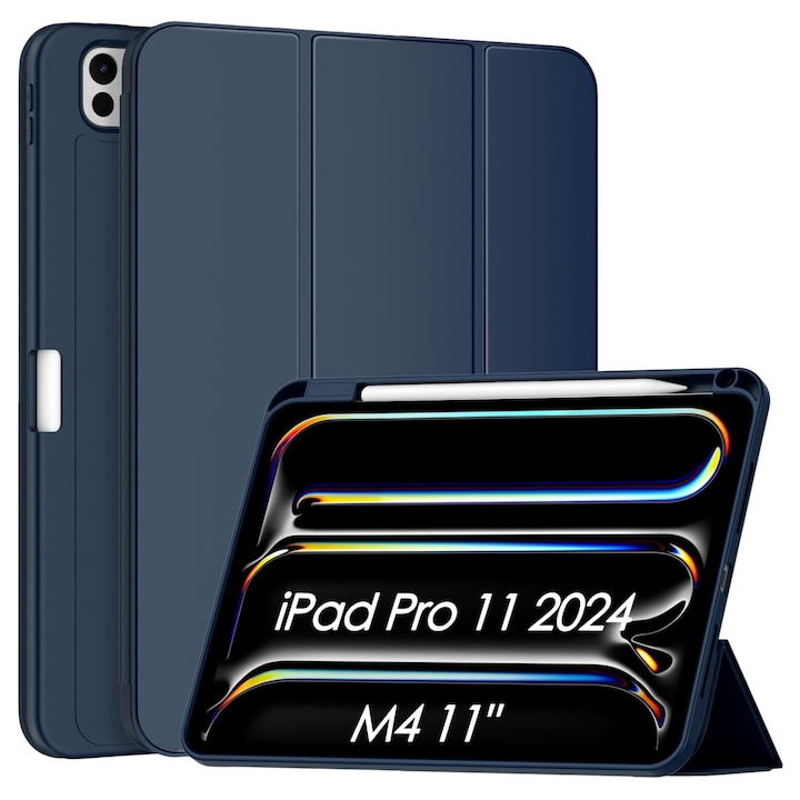 Защитен калъф за iPad Pro 11", гранатов, с функция автоматично събуждане/заспиване, стойка за Apple Pencil