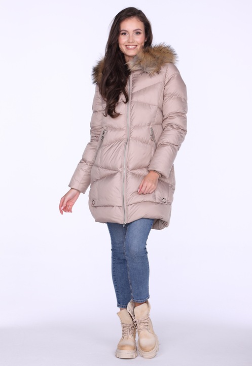 Geaca dama Perso, eleganta, bej, poliester, 3XL INTL