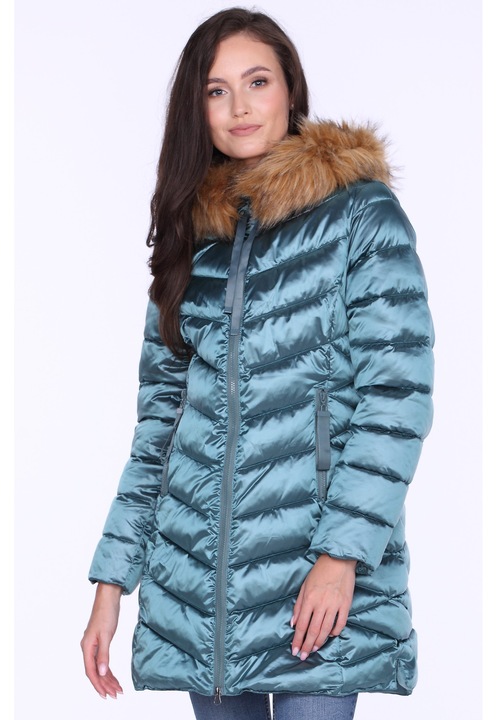 Téli alkalmi dzseki, Perso, műszőrme, nejlon, kék