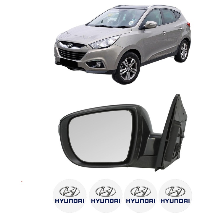 Oglinda Completa Stanga HYUNDAI ix35 (LM, EL, ELH) din 2009-2015, auto, Reglaj Electric, 4 stickere auto cu HYUNDAI