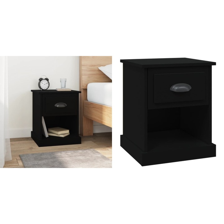 Noptiera, negru, 39x39x47, 5 cm, lemn prelucrat