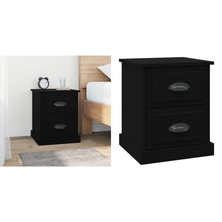 Noptiera, negru, 39x39x47, 5 cm, lemn prelucrat