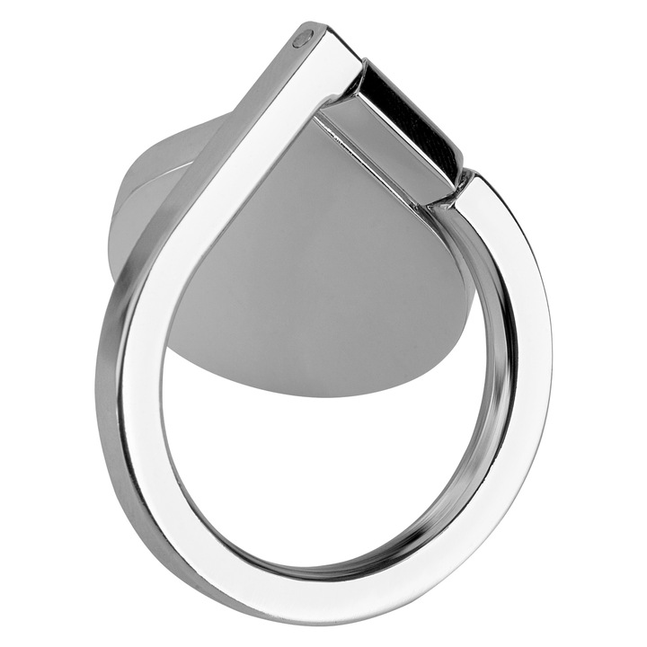 Suport telefon universal tip inel M-Life, argintiu, rotire 360°, dimensiuni 37x31x3mm