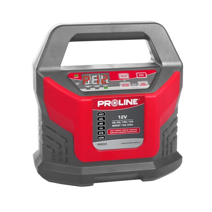 Proline smart akkutöltő 6-12V autó, motor,munkagép,hajó,Intelligens akkumulátortöltő, indításrásegítő funkcióval (Boost), amely az összes 2 és 400 Ah 46833