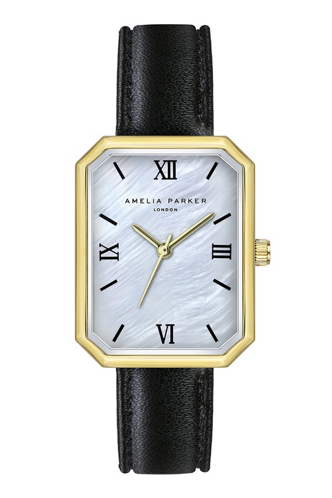 Amelia Parker, Bali Sands szögletes karóra bőrszíjjal, Fekete