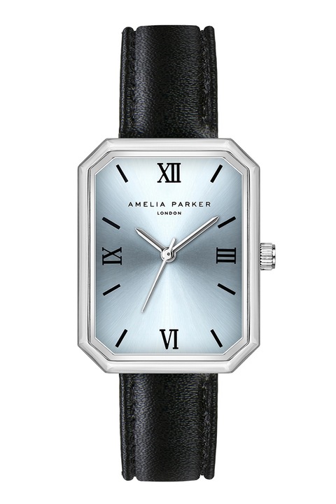 Amelia Parker, Часовник Maris от неръждаема стомана с кожена каишка, Черен