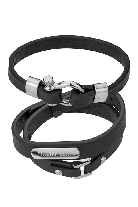 Philipp Blanc, Set de bratari din piele Paul - 2 piese, Negru, Argintiu