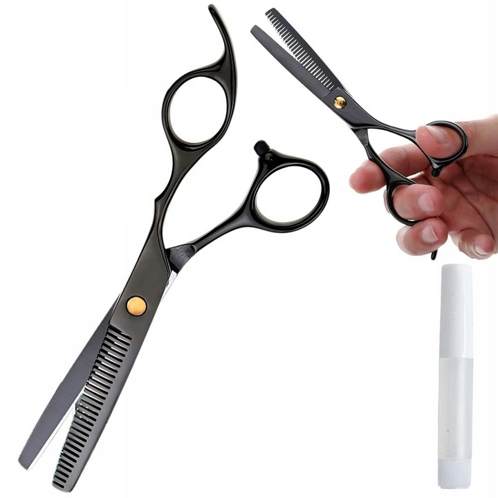 Filírozó olló, Zola, 28 fog, vazelin, 17 x 5 cm, fekete