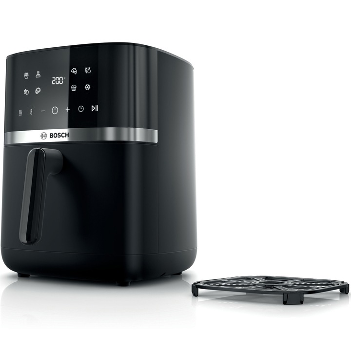 Bosch MAFS2462B forrólevegős sütő, 2050 W, 7 program, 6,1 l, kettős fűtés, érintőképernyős vezérlés, digitális kijelző, könnyű tisztítás, fekete