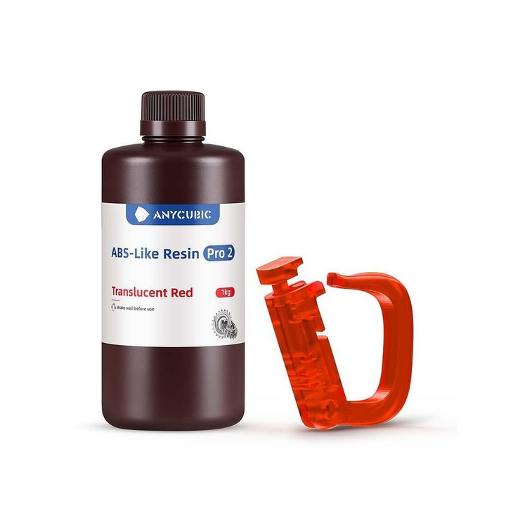 Anycubic ABS-Like PRO 2 fotopolimer gyanta, UV gyanta, 365-405nm, 1kg, átlátszó piros