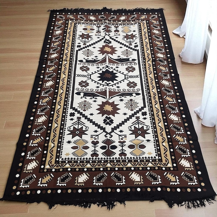 Covor traditional, TURCIA, 160x250 cm, bej/maro, reversibil