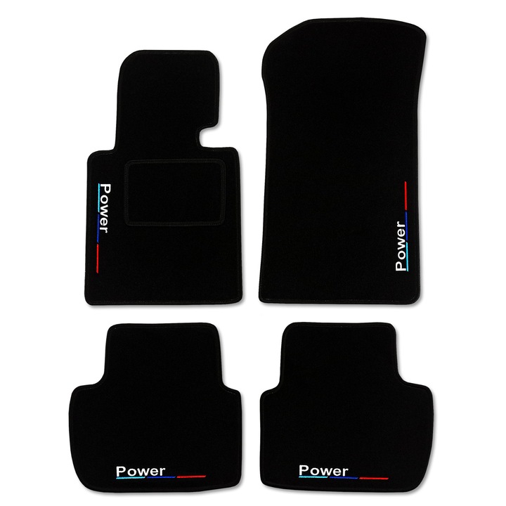 Covorase auto Lasota BMW 5 F10 (2013-2017) set, 4x broderie, negru, 1750 g/m2