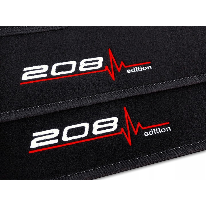 Covorase auto Lasota set, pentru Peugeot 208 I (2012-2019), 1750 g/m2, culoare neagra, cu stopere