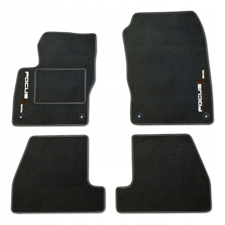 Covorase auto Lasota, set, pentru Ford Focus MK2, 1750 g/m2, culoare neagră, cu stopere