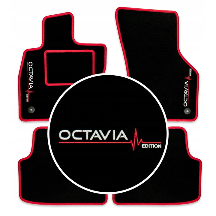 Set covorase auto pentru Skoda Octavia III, Negru, 1750 g/m2