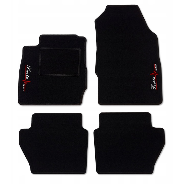 Set covorase auto Lasota pentru Ford Fiesta MK5 (1999-2002), velur, 1750 g/m2, cu broderie Fiesta, 0,5 cm grosime