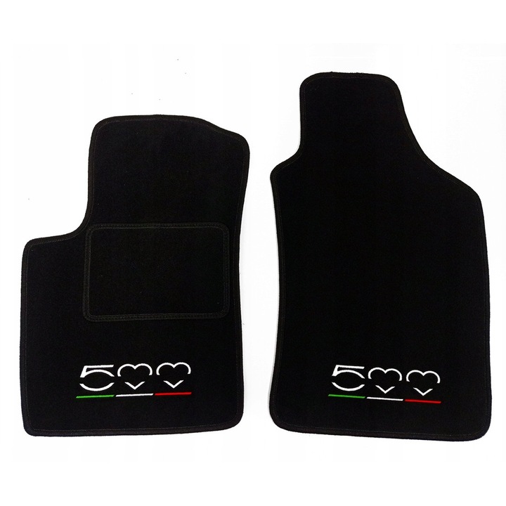 Set covorase auto pentru Fiat 500 (2007 - ...), Lasota, negru, 1750 g/m2, cu broderie