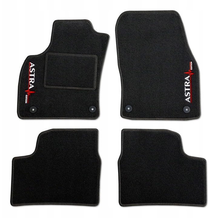 Set covorașe auto Lasota pentru OPEL ASTRA J (2009-2015), negru, cu broderie unică, 1750 g/m2