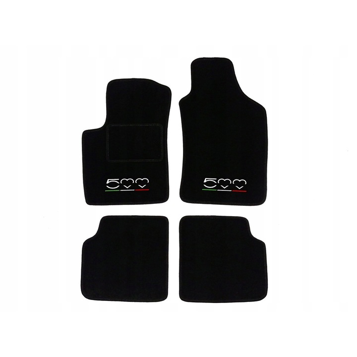 Set covorase auto Lasota pentru Fiat 500 (2007 - ...), negru, standard, 0,5 cm
