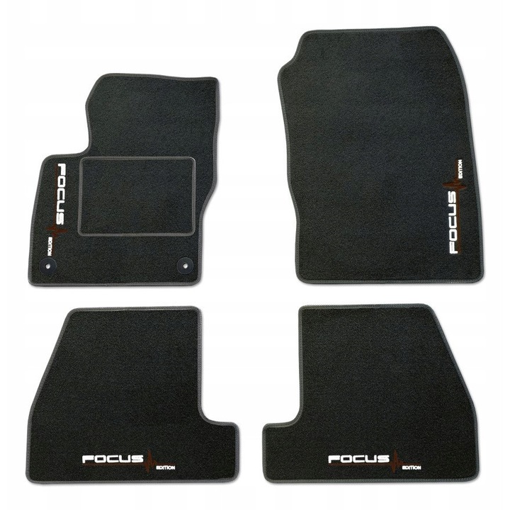 Lasota autószőnyegek, Ford Focus MK3 (2010-2018) modellekhez, fekete, 1750 g/m2
