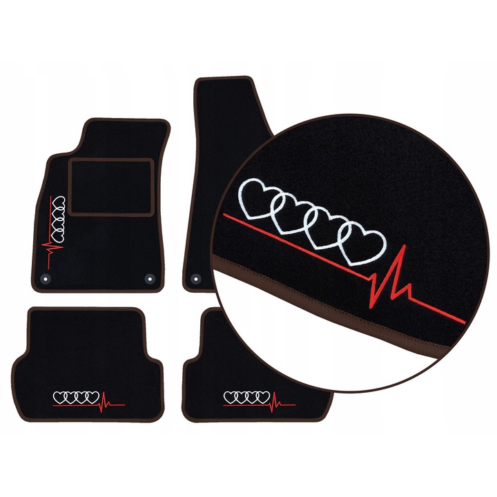 Covorase auto Audi 80 B4 (1991-1996), set 4 bucati, negru, cu broderie