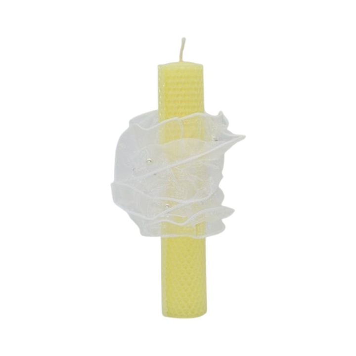 Lumanare din ceara, pentru botez 20 x 3 cm, Mini Junior 0609A, Alb