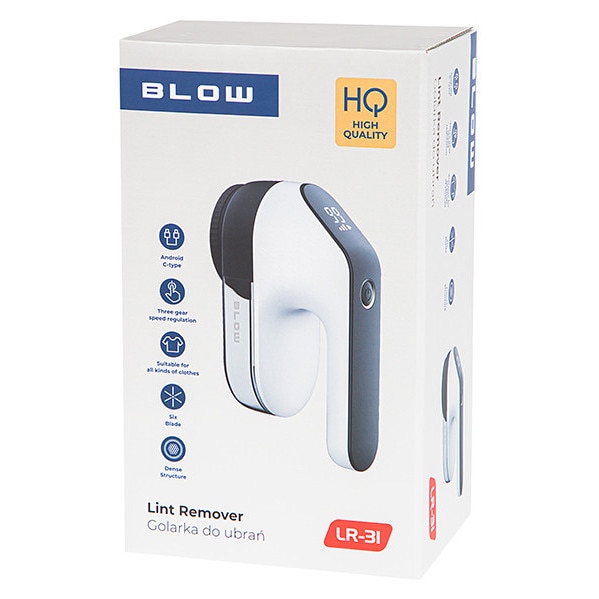 Aparat de scame pentru haine BLOW LR-31, 6 lame, 3 viteze, acumulator 2000mAh, USB-C