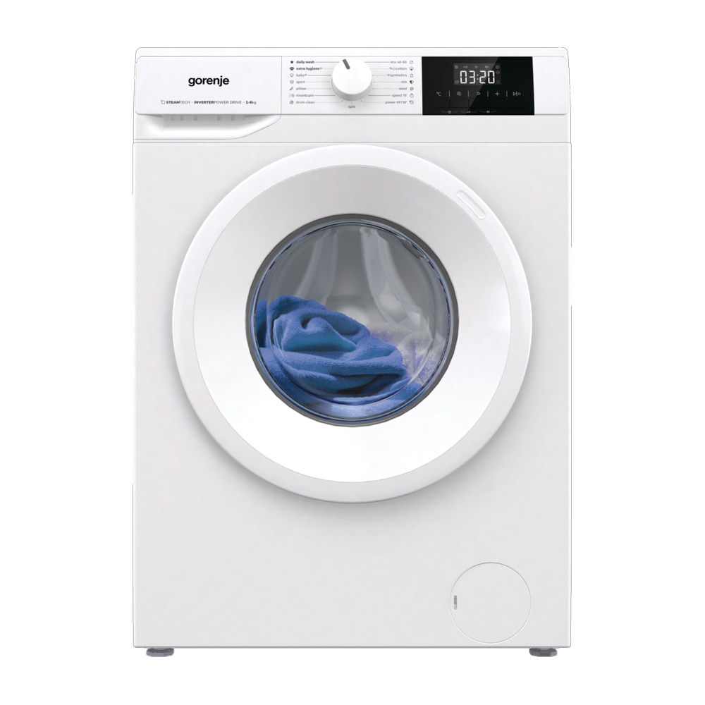 Masina de spalat rufe Gorenje WNGPI61SBS, AllergyCare, Intarziere pornire, Inverter, 6 Kg, 1000 rpm, Clasa B, Alba