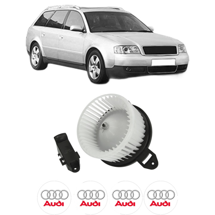 Ventilator Aeroterma Habitaclu AUDI A6 C5 Avant (4B5, 4B6) din 1997-2005, auto, 4x Stickere Auto cu AUDI