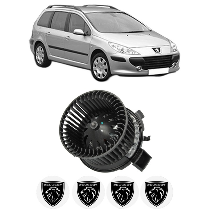 Ventilator Aeroterma Habitaclu PEUGEOT 307 Break (3E) din 2002-2009, auto, 4x Stickere Auto cu PEUGEOT