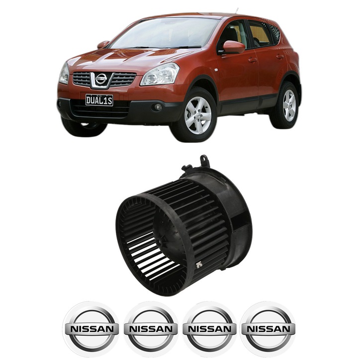 Ventilator Aeroterma Habitaclu NISSAN QASHQAI I (J10, NJ10) din 2006-2014, auto, 4x Stickere Auto cu NISSAN
