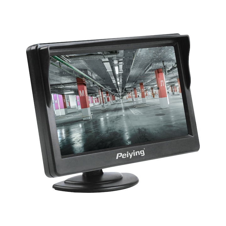 Peiying 5" autós monitor, színes TFT, 480x272 px, 12-24 V DC