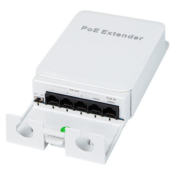 Удължител POE, BLOW, 4 порта, 100Mb/s, IP66, бял