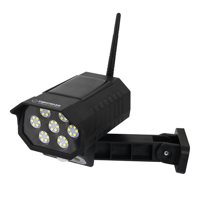 Camera de supraveghere falsa Esperanza PHANTOM, 42 LED, senzor de miscare, negru, 147x84x82mm