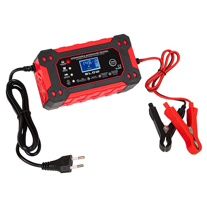 Incarcator automat 12V/10A, BLOW, display LCD, mod de reparare, dimensiuni 15.8x9.5x6.2cm