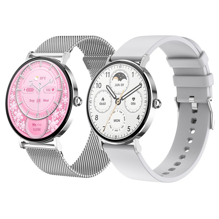 Ceas inteligent Tracer SMK12, silicon, 1.32 inch, pentru femei