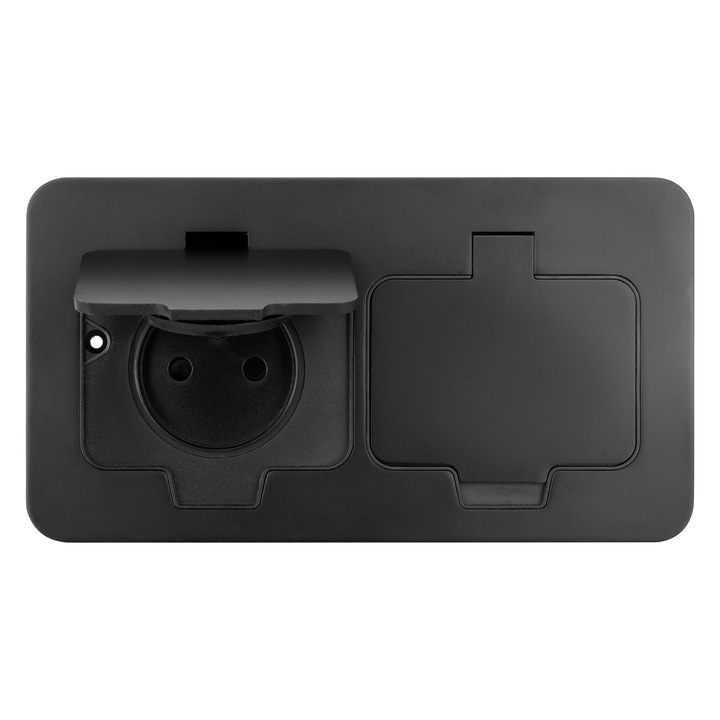 Prize duble hermetice, ORNO, dreptunghiulare, IP55, negre