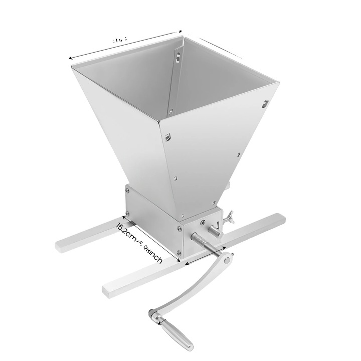 Macinator de cereale, argintiu, capacitate 4L, dimensiuni 26.6cm x 15cm x 3.8cm, set cu manivela si electric