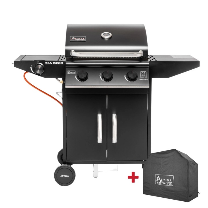 Газов грил с 3 горелки от неръждаема стомана и странична горелка Activa San Diego 19689GD