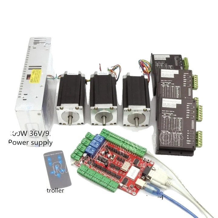 Kit control CNC 3 axe, Motoare pas cu pas, Sistem driver, set complet