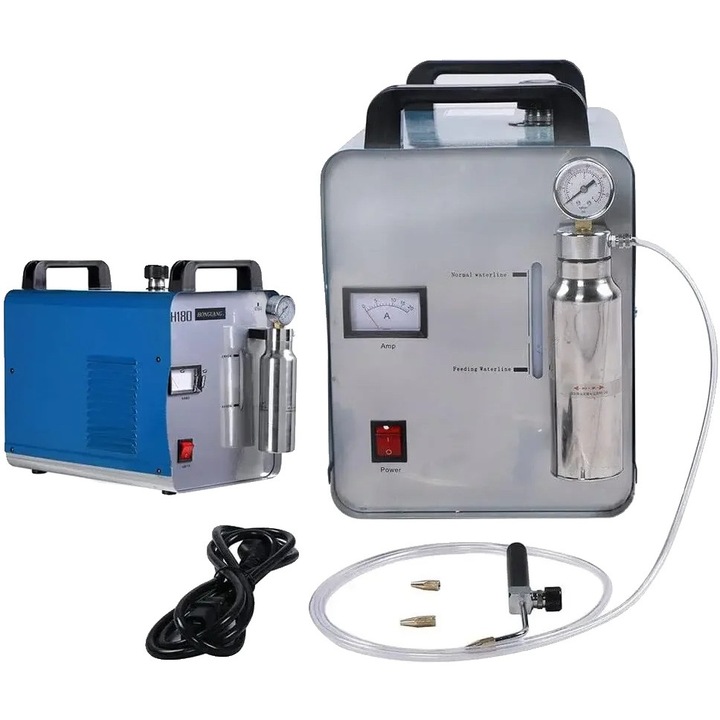 Generator de flacara HHO, Sudura acrilica eficienta, Design compact, 480x280x360mm, Argintiu / Albastru