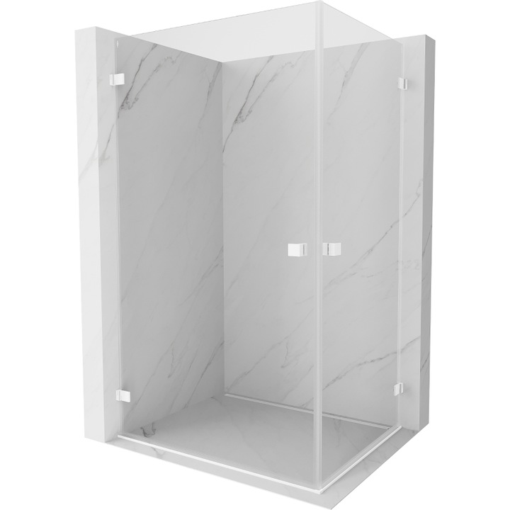 Cabină de duș Mexen Lunar-B Duo cu uși pivotante, alb, transparent, 90x75cm