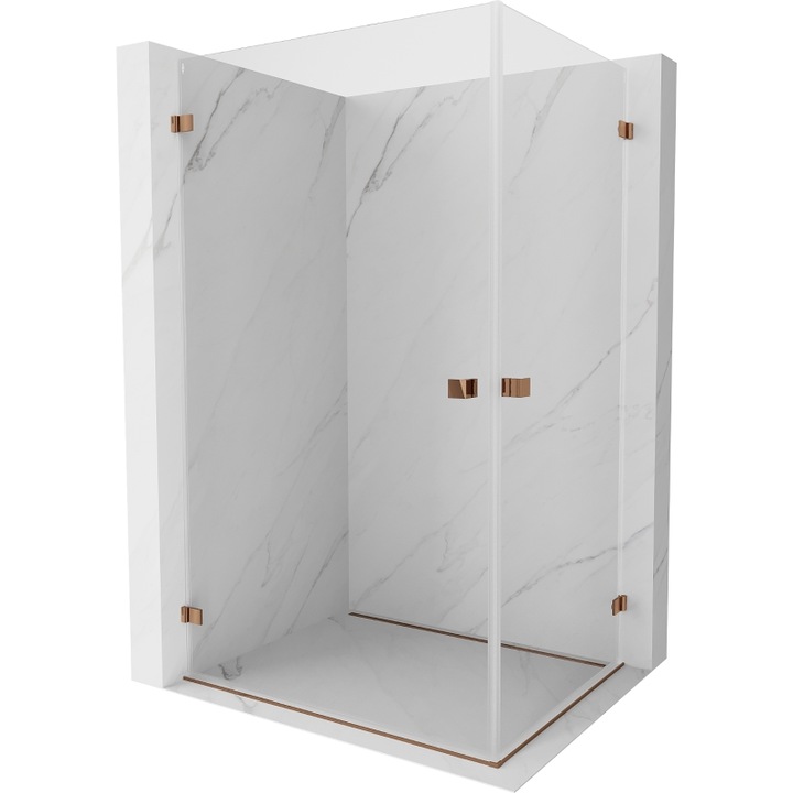Mexen Lunar-B Duo cabina de dus cu usa batanta 100 x 80 cm, transparent, aur roz - 832-100L-080P-60-00