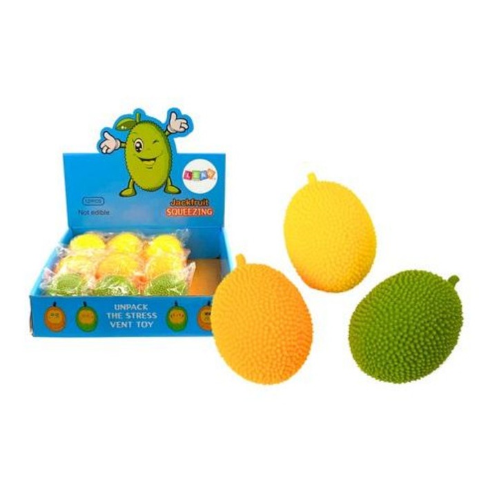 Antistressz figura, LEANToys, kenyérgyümölcs, 12 darabos készlet, 9x6cm, vegyes színek