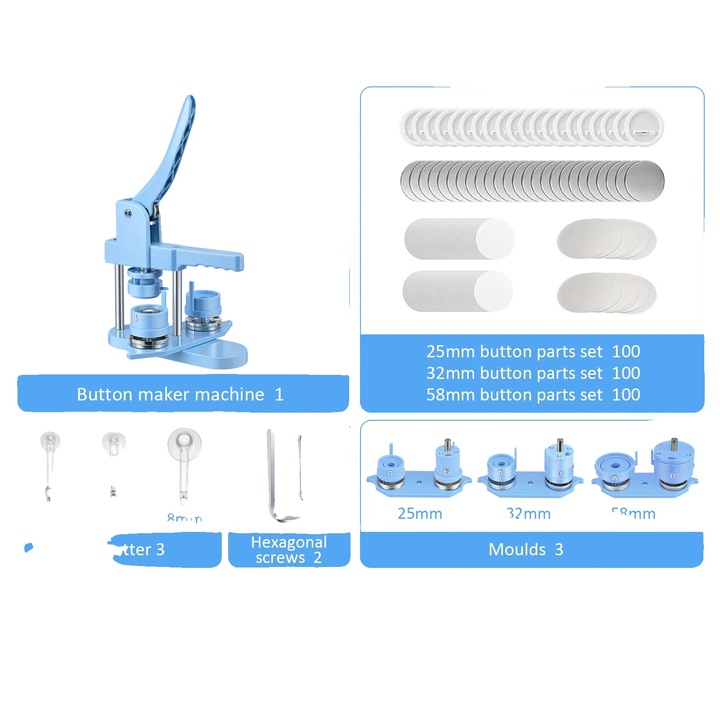 Masina de facut butoane, design durabil, multiple forme, ergonomic