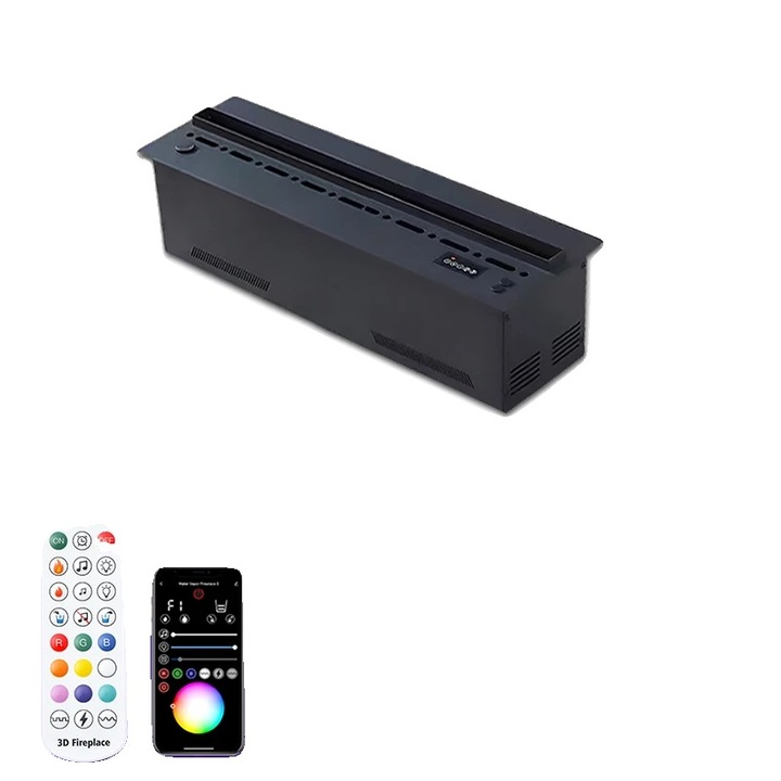 Електрическа камина, 3D пламъци от водна пара, интериорен декор, 500мм, APP защита от вятър