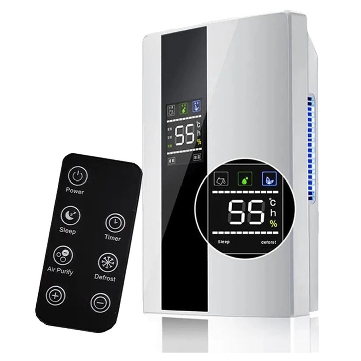 Dezumidificator, KRAFT&DELE, model KD11747, 2000ml, 270ml/24h, 65W, cu control prin telecomanda